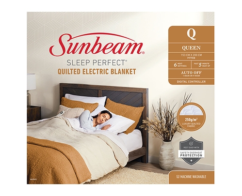 Sunbeam Sleep Perfect Queen Bed Quilted Heated Blanket