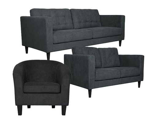 Ostro Esperence 2 & 3 Seater Sofa with Chair Dark Grey Bundle