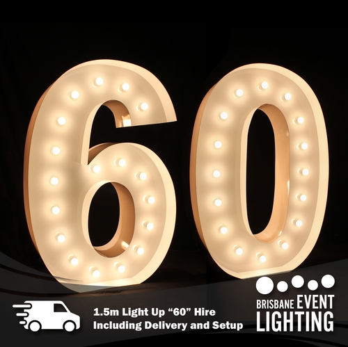 1.5m Light Up Number 60 Hire inc. Delivery