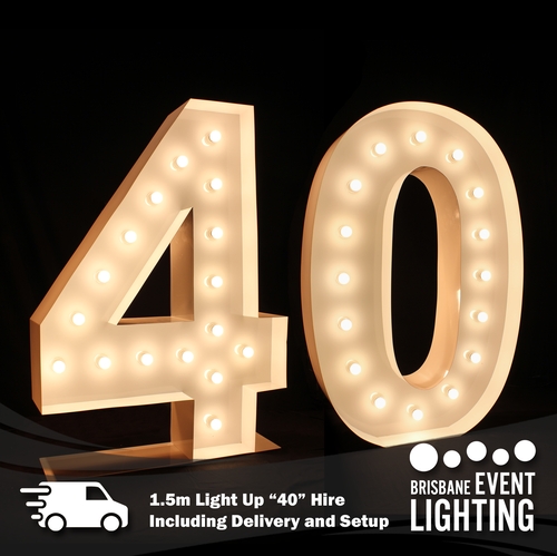 1.5m Light Up Number 40 Hire inc. Delivery