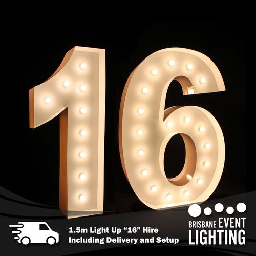 1.5m Light Up Number 16 Hire inc. Delivery