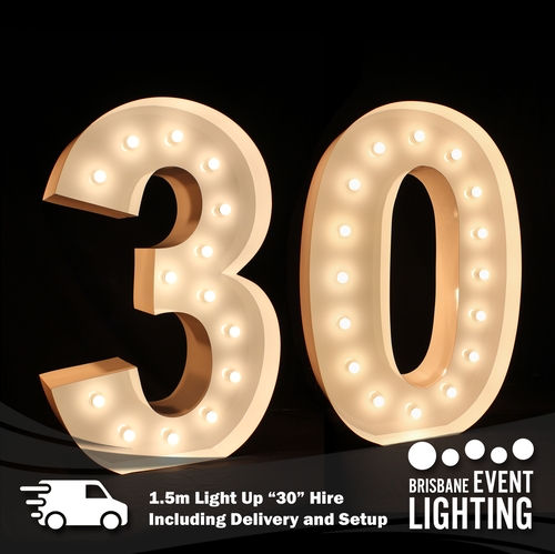 1.5m Light Up Number 30 Hire inc. Delivery