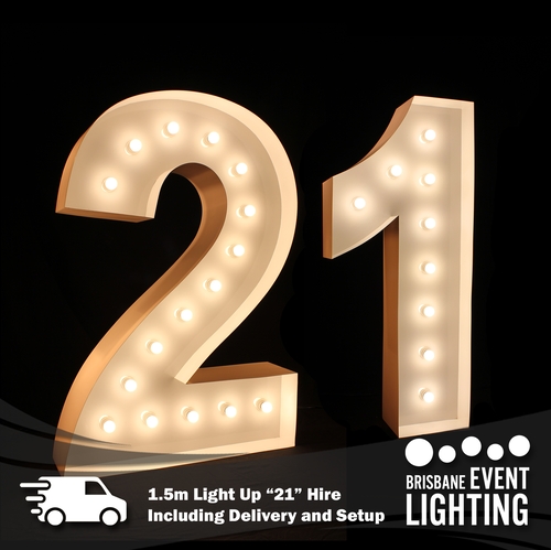 1.5m Light Up Number 21 Hire inc. Delivery