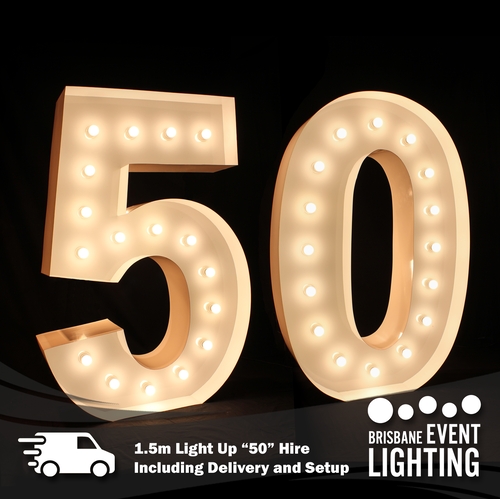 1.5m Light Up Number 50 Hire inc. Delivery