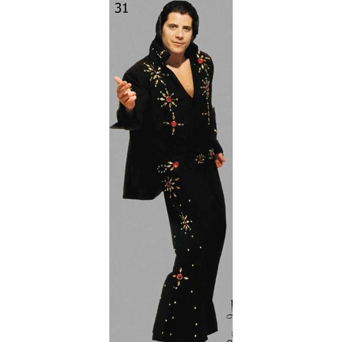 Elvis Black Two Piece Costume with Cape 