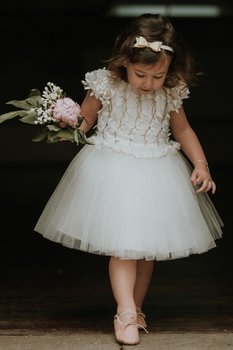 DAVID CHARLES Flower Applique Ballerina Gown