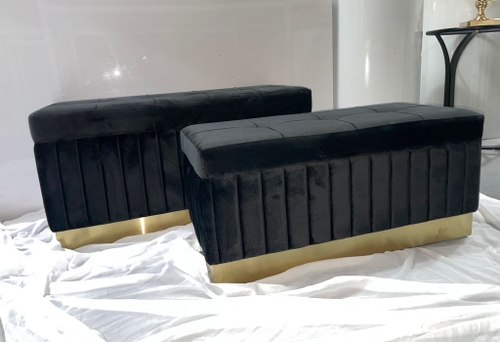 Black and gold suede larger ottoman