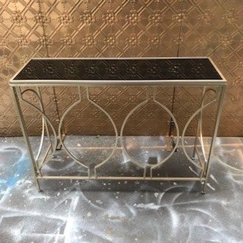 Gold metal Glass top console