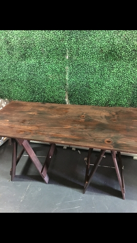 Wood trestle table